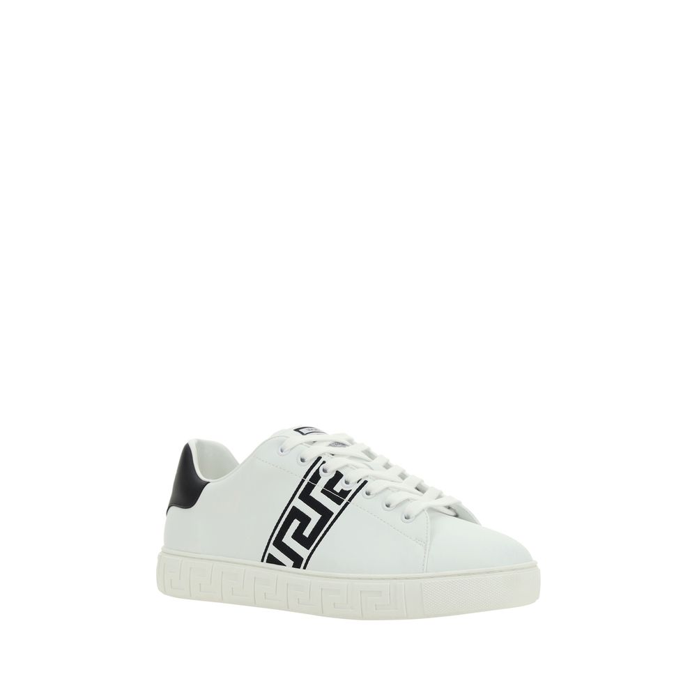 Versace White Calf Leather Bos Taurus Low Top Sneakers - Luxe Nova