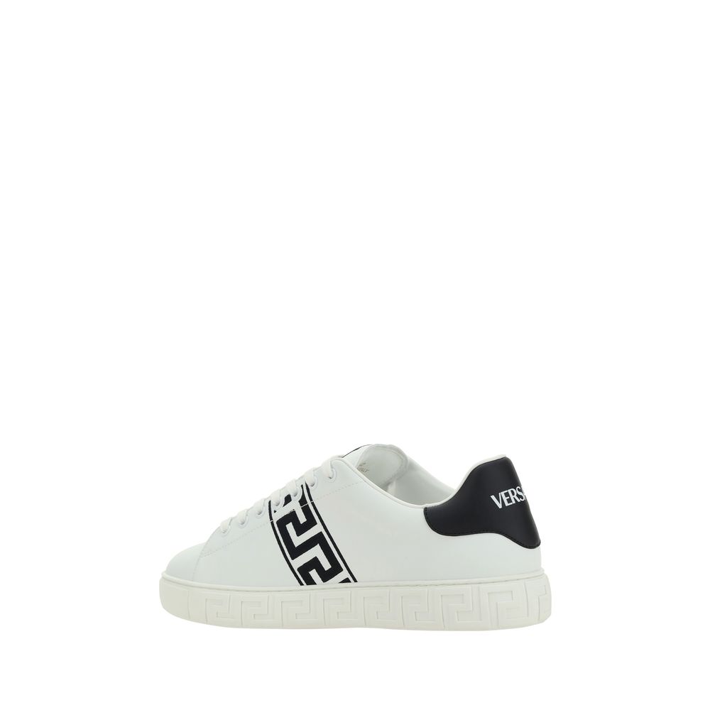 Versace White Calf Leather Bos Taurus Low Top Sneakers - Luxe Nova