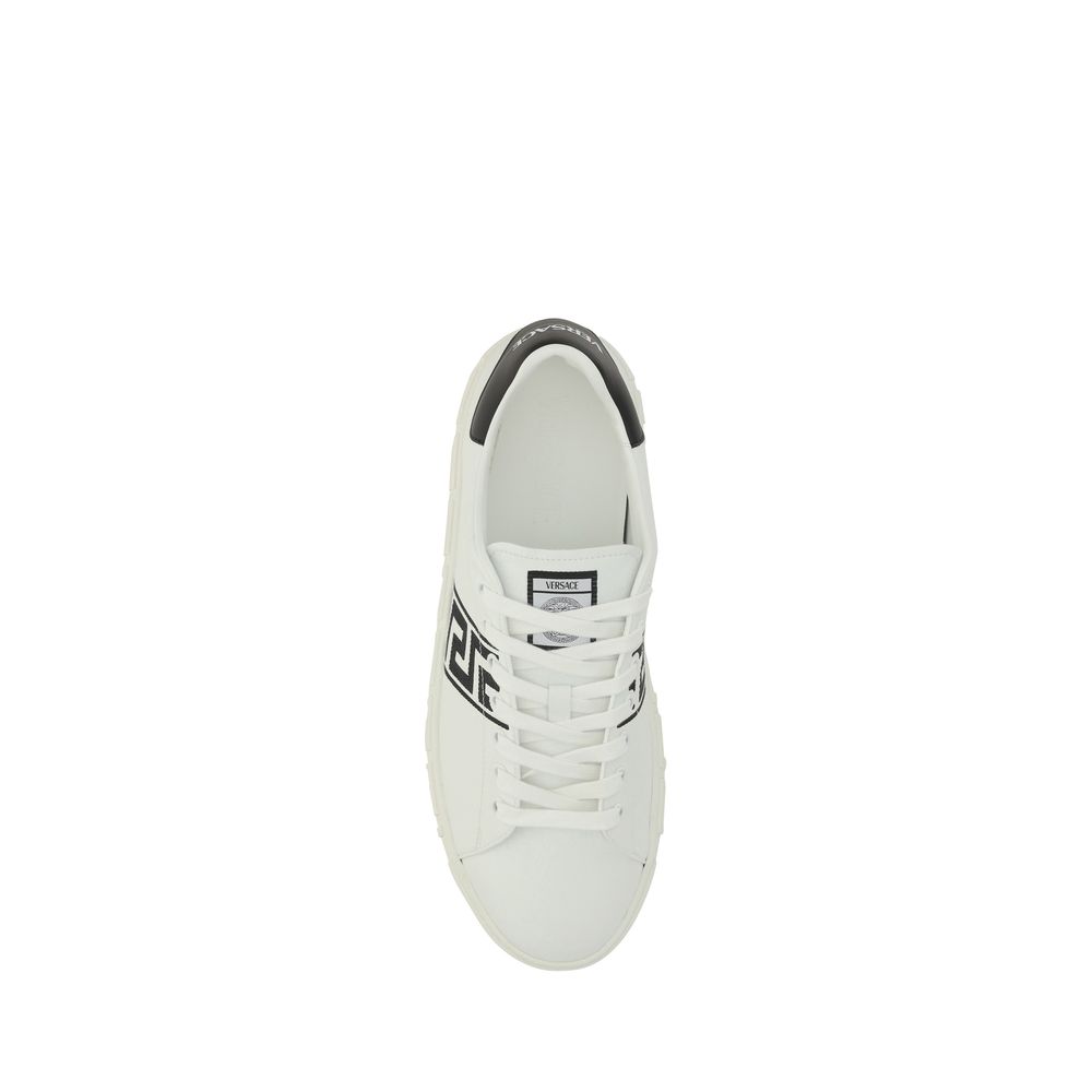 Versace White Calf Leather Bos Taurus Low Top Sneakers - Luxe Nova