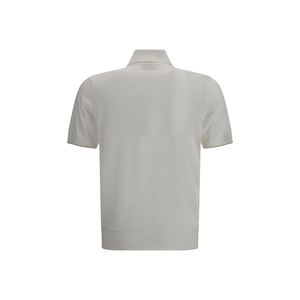Brunello Cucinelli White Cotton Polo Shirt - Luxe Nova