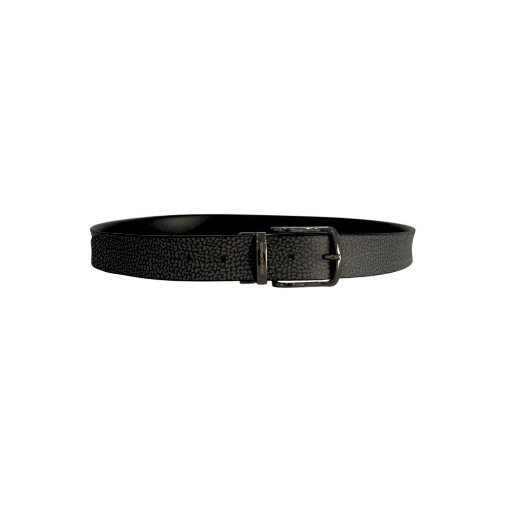 Borbonese Black Polyvinyl Men's Belt with Leather Trimming