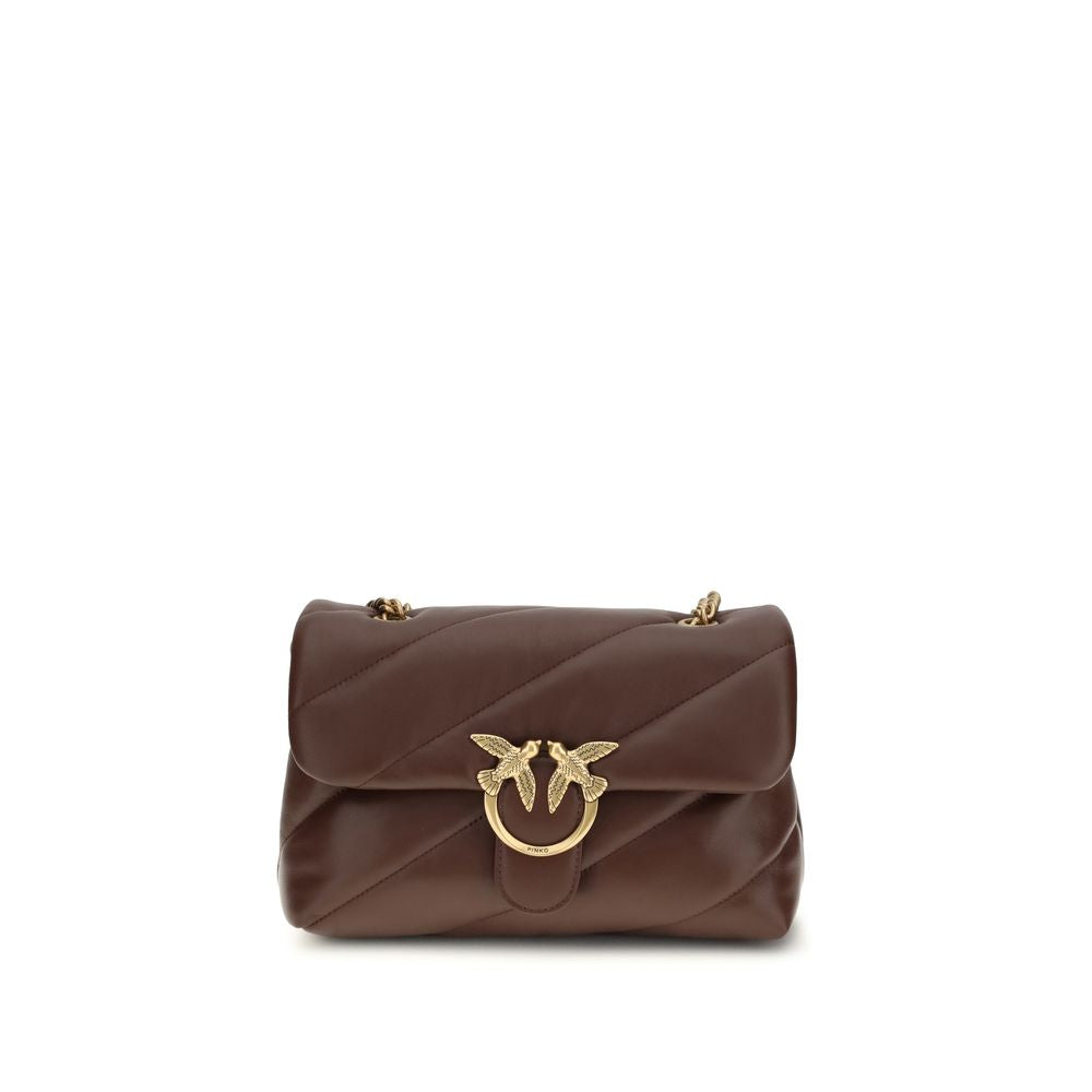 PINKO Brown Calf Leather Bos Taurus Shoulder Bag - Luxe Nova