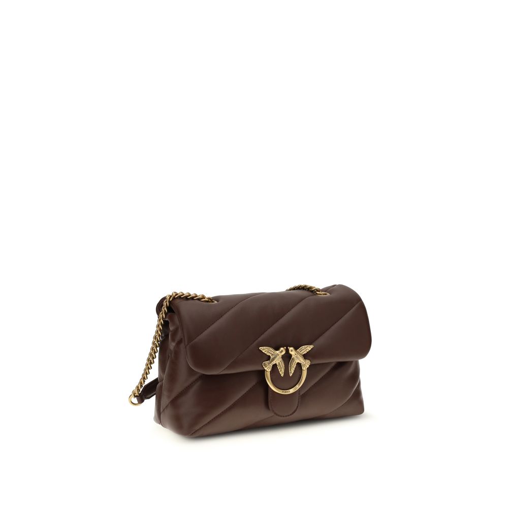 PINKO Brown Calf Leather Bos Taurus Shoulder Bag - Luxe Nova