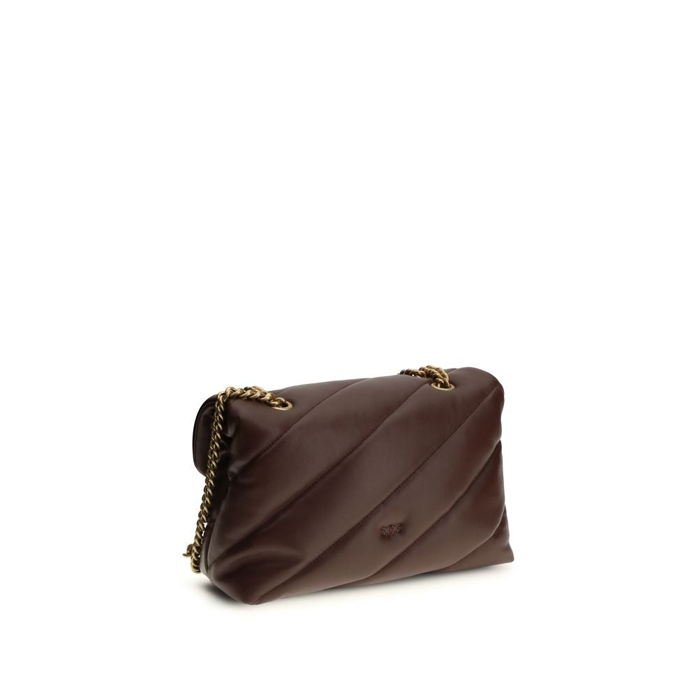 PINKO Brown Calf Leather Bos Taurus Shoulder Bag - Luxe Nova