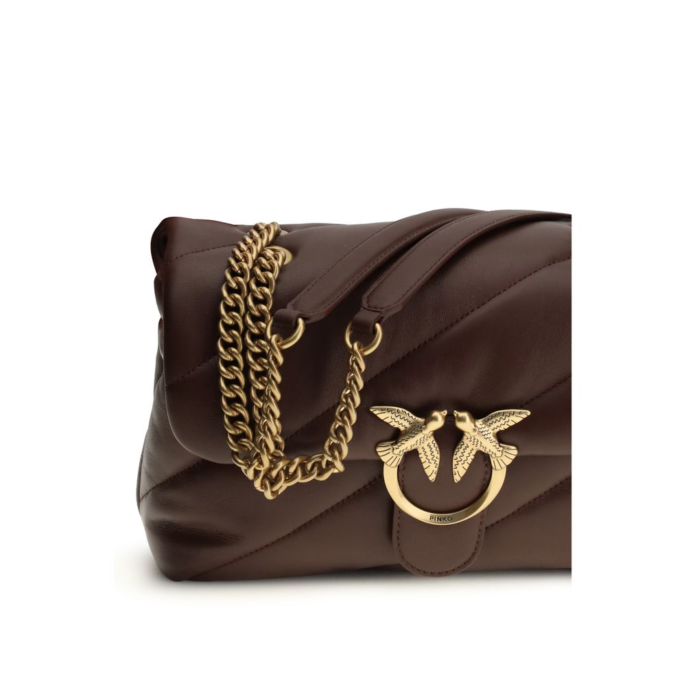 PINKO Brown Calf Leather Bos Taurus Shoulder Bag - Luxe Nova