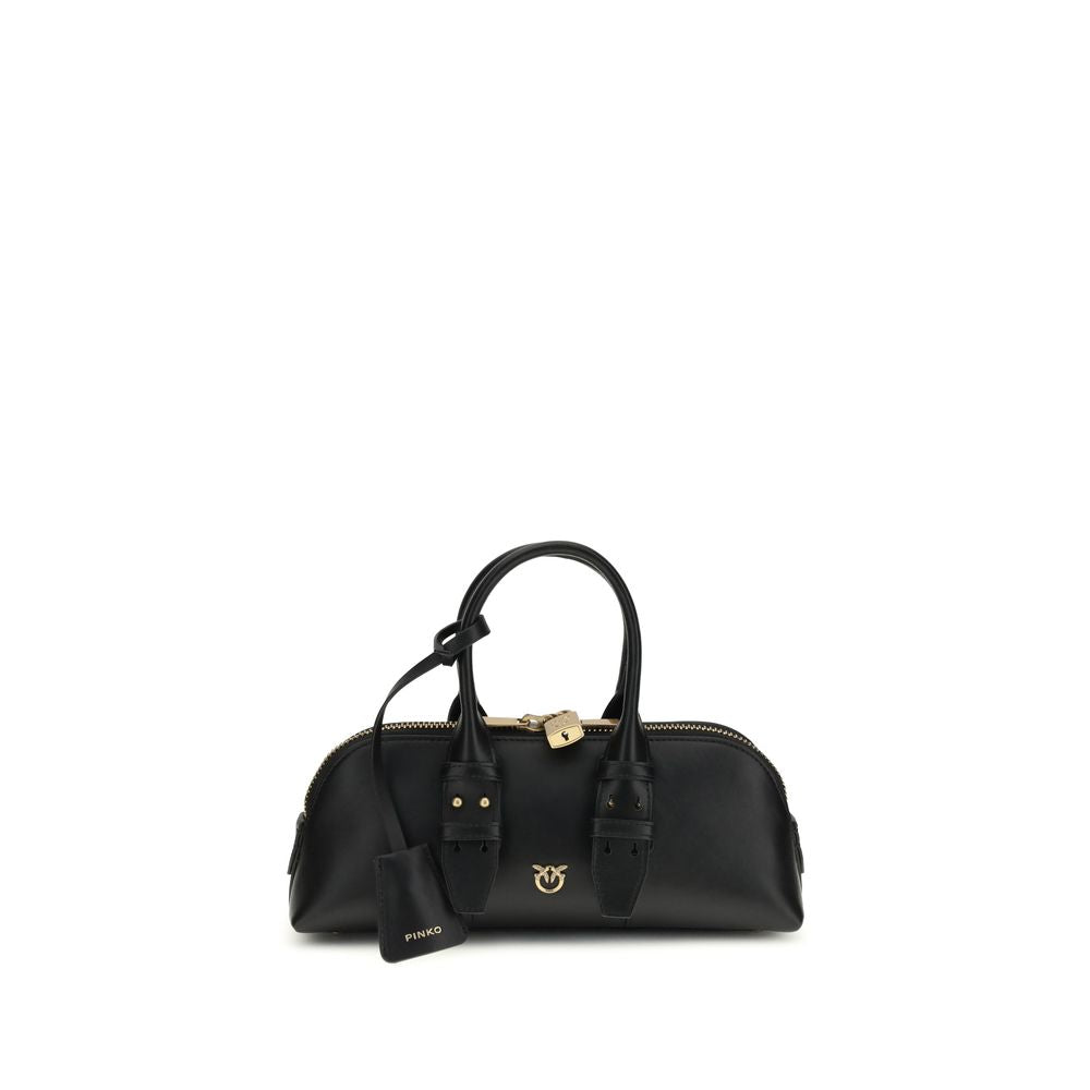 PINKO Black Calf Leather Bos Taurus Handbag