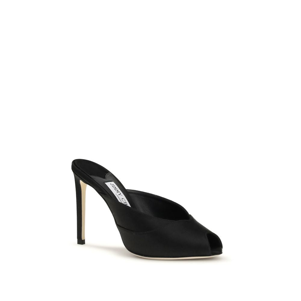 Jimmy Choo Black Calf Leather Bos Taurus Stiletto Heel Sandals - Luxe Nova