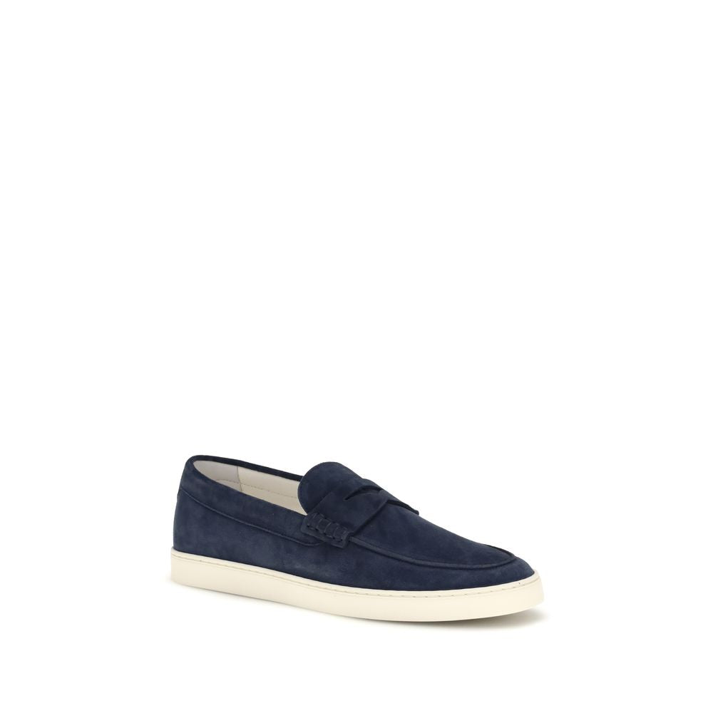 Brunello Cucinelli Blue Calf Leather Bos Taurus Slip-On Loafers - Luxe Nova
