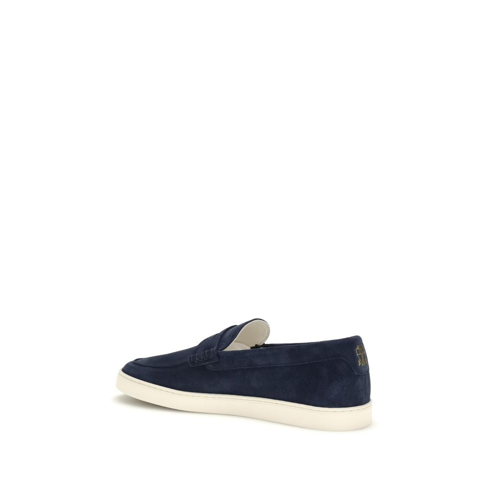 Brunello Cucinelli Blue Calf Leather Bos Taurus Slip-On Loafers - Luxe Nova