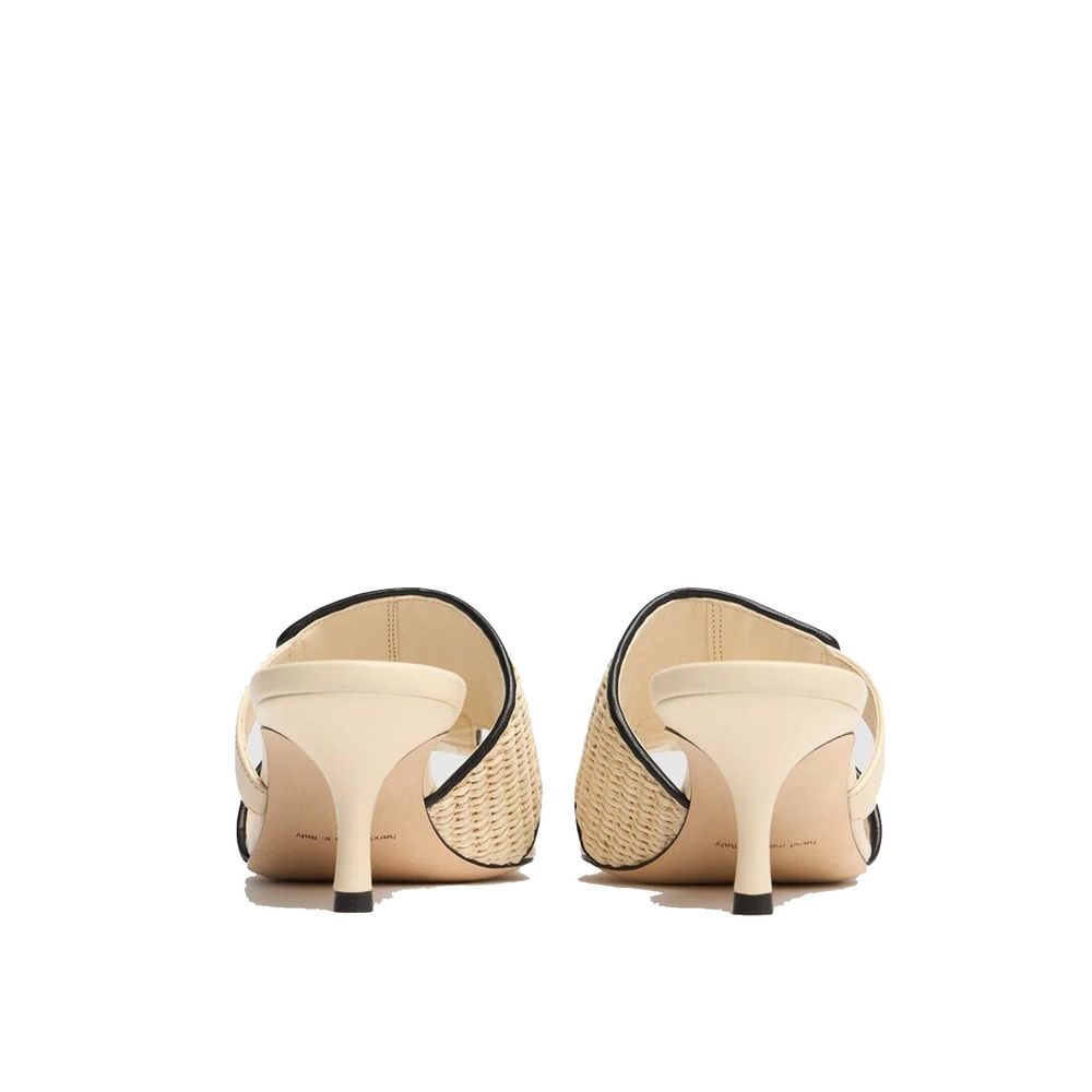 Manolo Blahnik Beige Leather Stiletto Heel Sandals
