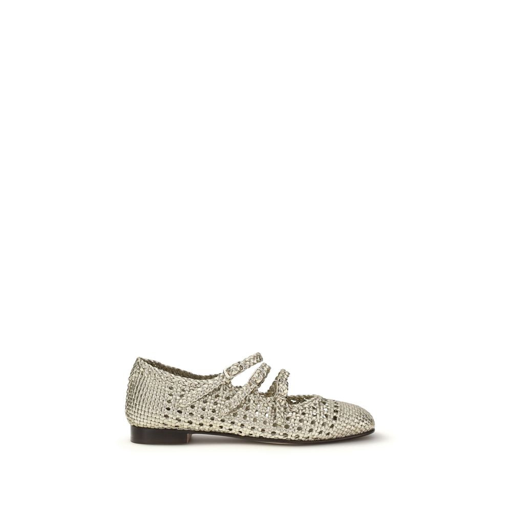 Carel Paris Silver Calf Leather Bos Taurus Ballet Flats - Luxe Nova