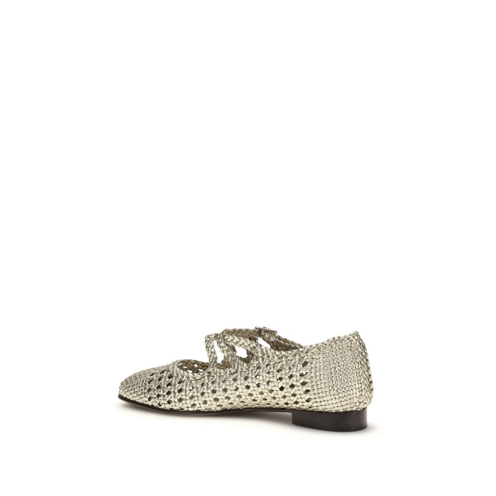 Carel Paris Silver Calf Leather Bos Taurus Ballet Flats - Luxe Nova