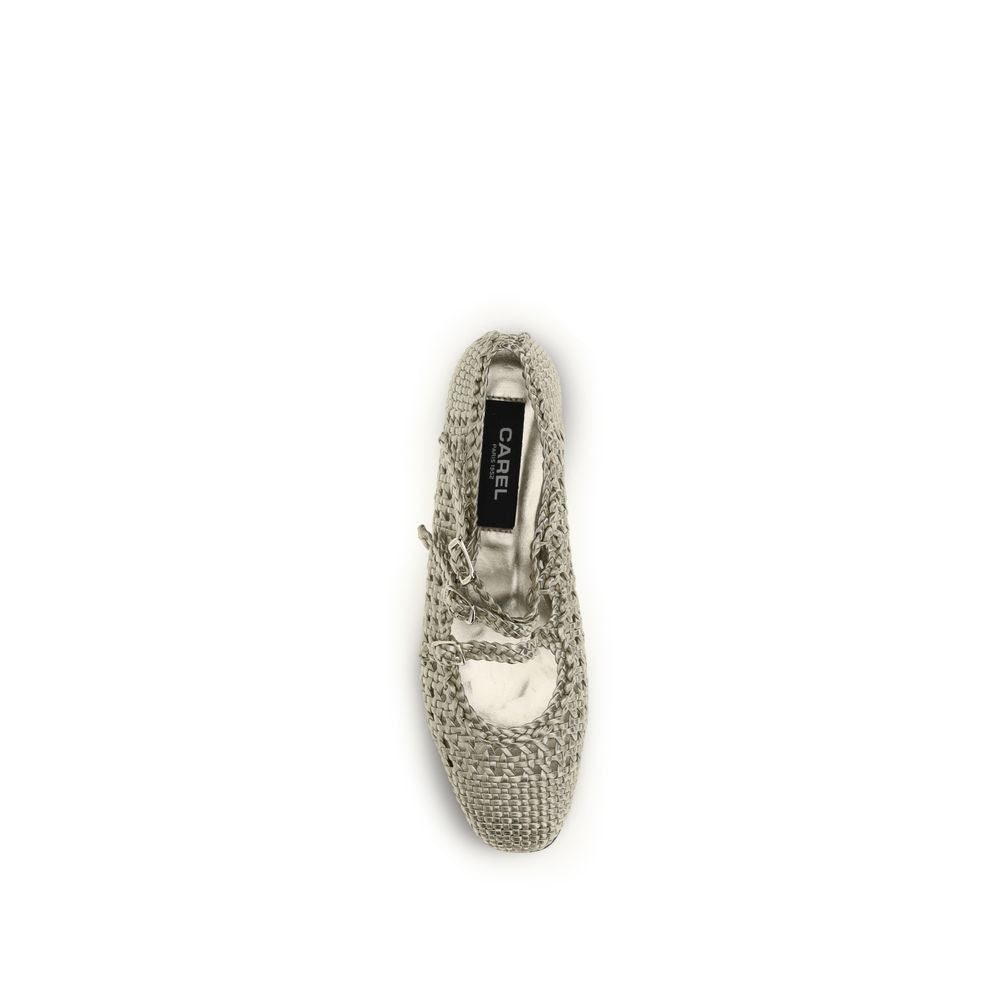 Carel Paris Silver Calf Leather Bos Taurus Ballet Flats - Luxe Nova