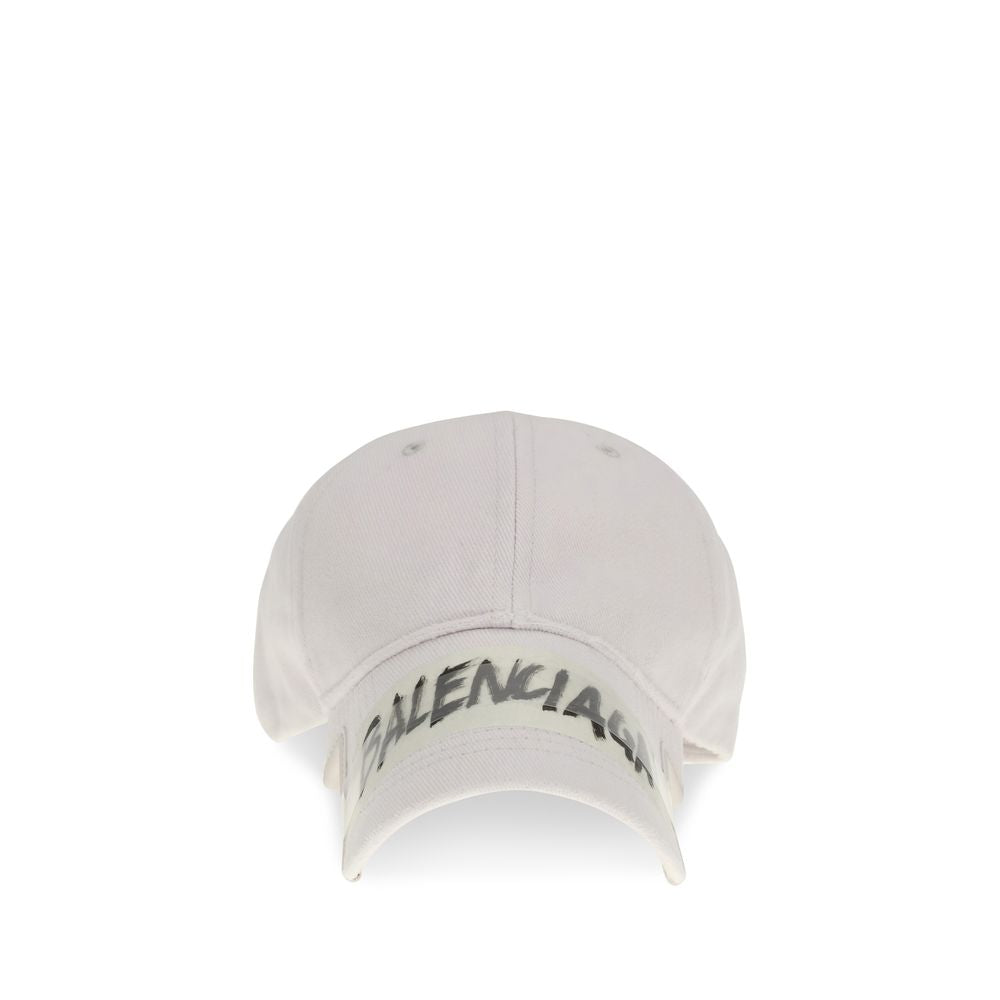Balenciaga White Cotton Cap (Baseball Hat) - Luxe Nova