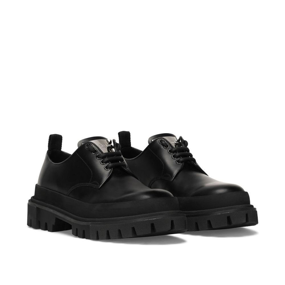 Dolce & Gabbana Black Calfskin Oxfords And Derbies
