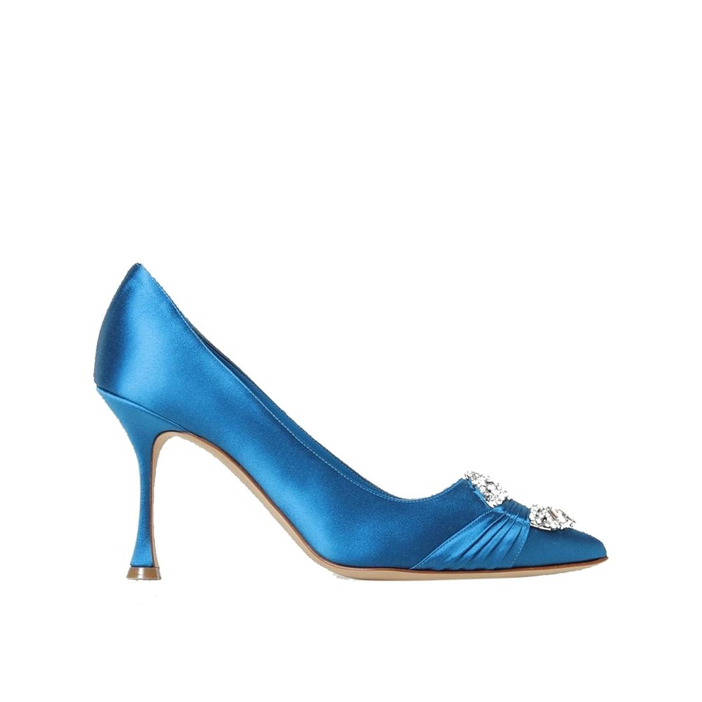 Manolo Blahnik Blue Silk Pumps - Luxe Nova