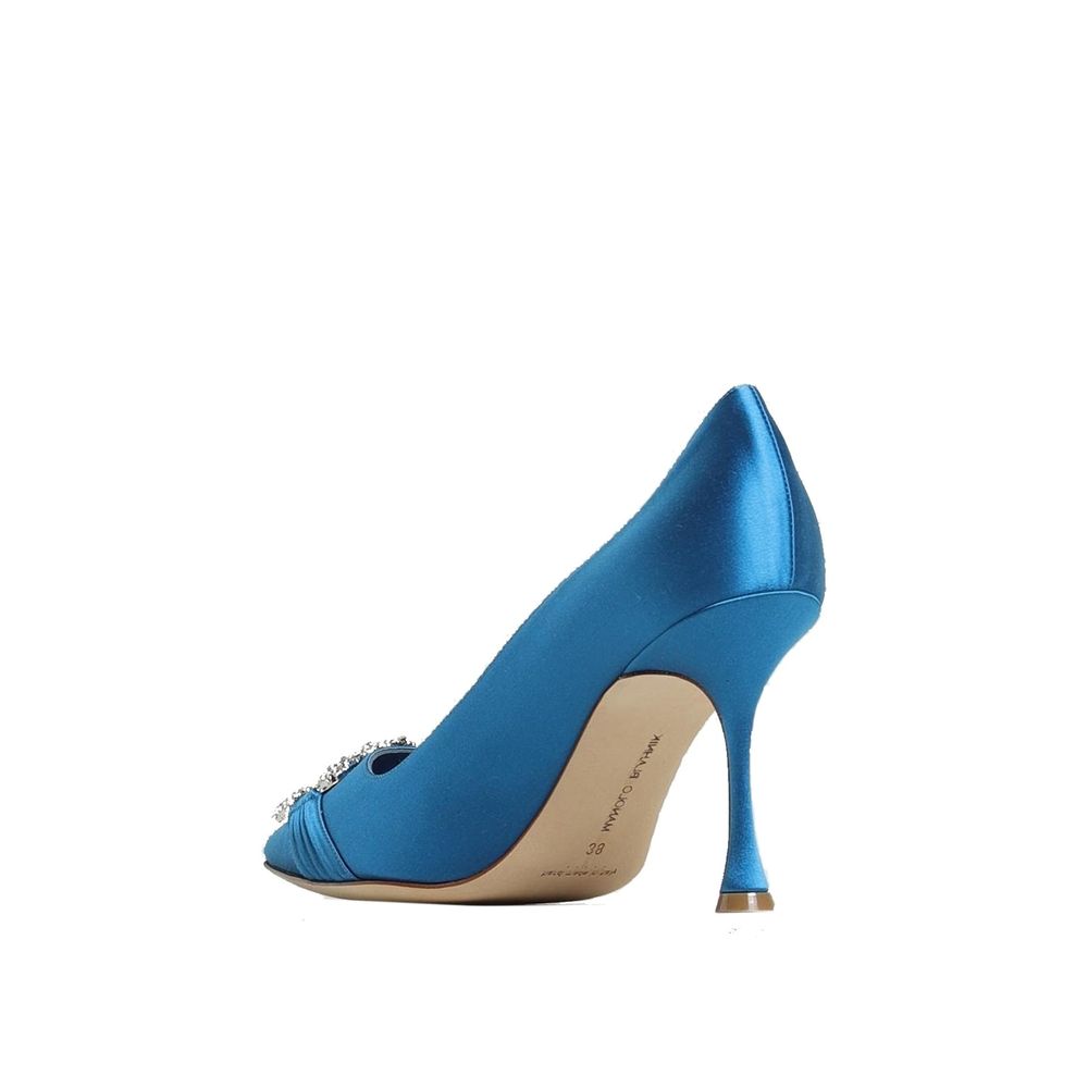 Manolo Blahnik Blue Silk Pumps - Luxe Nova