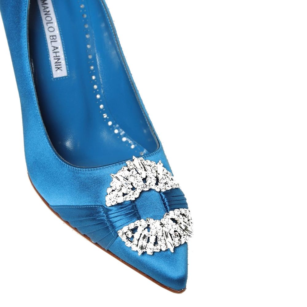 Manolo Blahnik Blue Silk Pumps - Luxe Nova