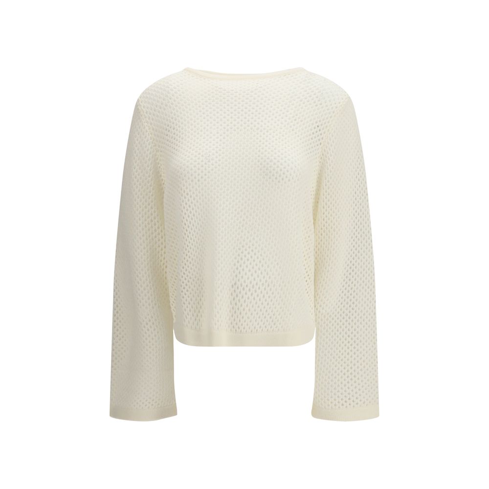 Allude White Fleece Wool Sweatshirt
