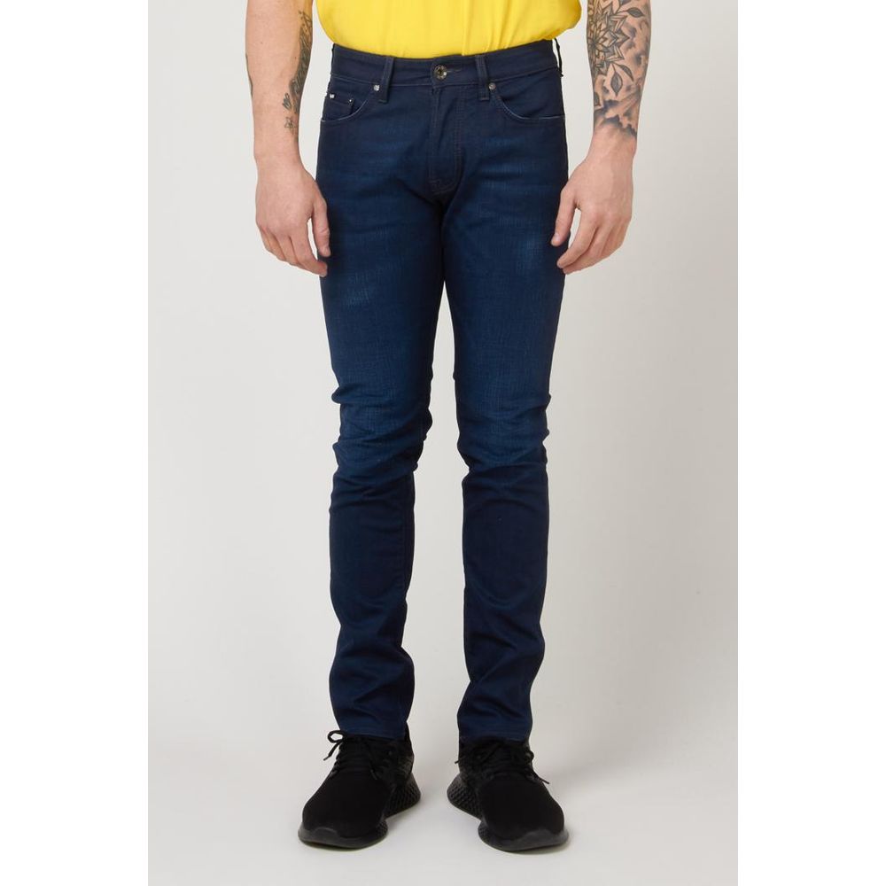 Gas Blue Cotton Slim Fit Jeans