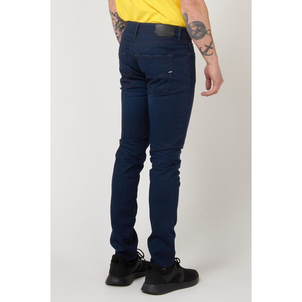 Gas Blue Cotton Slim Fit Jeans