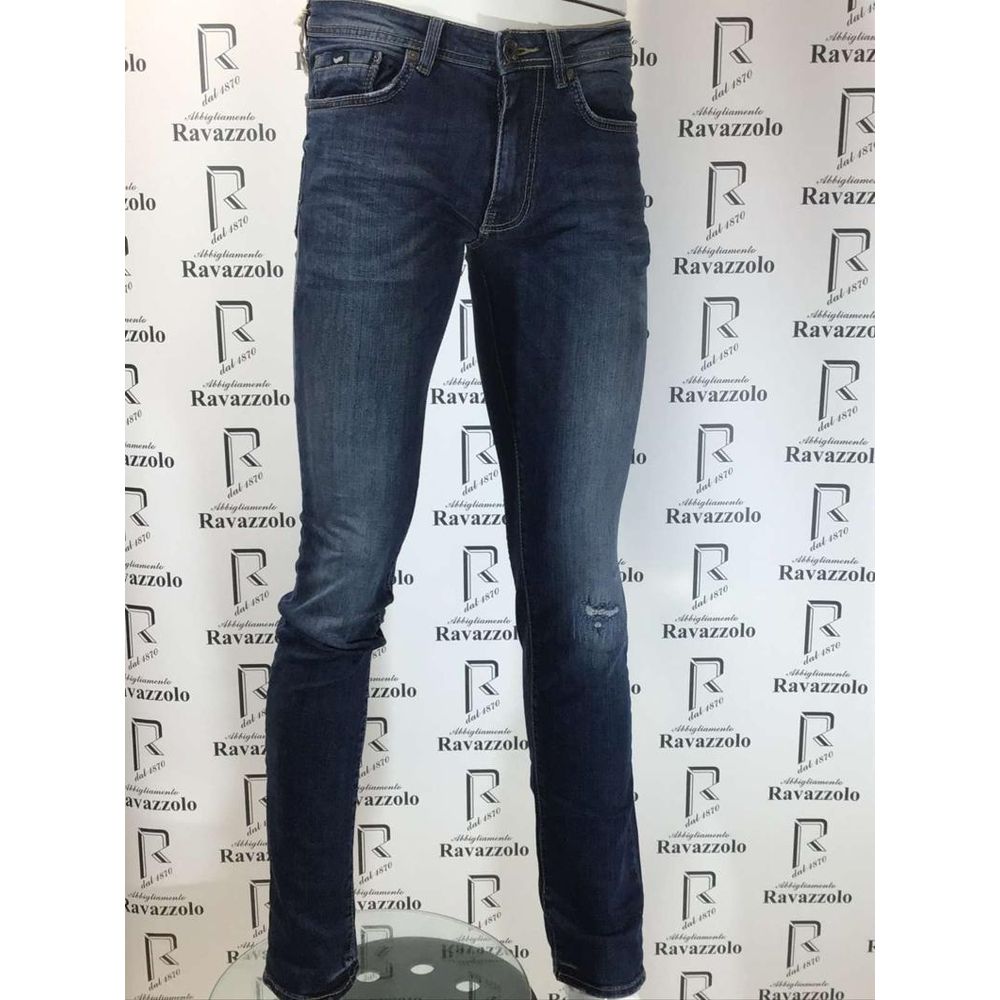 Gas Blue Cotton Slim Fit Jeans