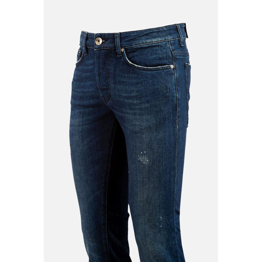 Gas Blue Cotton Slim Fit Jeans