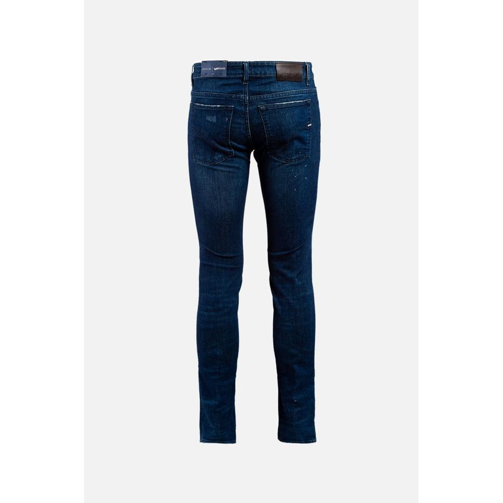 Gas Blue Cotton Slim Fit Jeans
