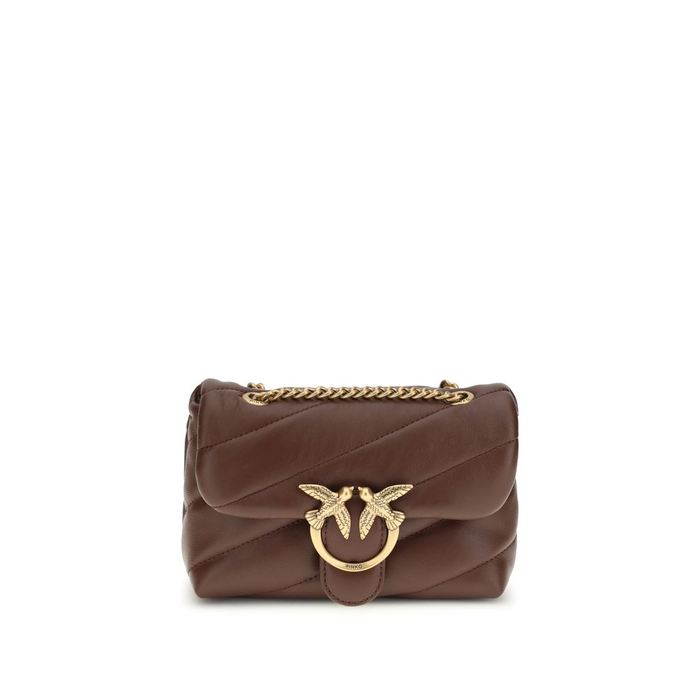 PINKO Brown Calf Leather Bos Taurus Shoulder Bag - Luxe Nova