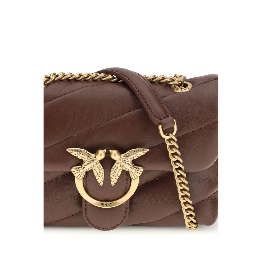 PINKO Brown Calf Leather Bos Taurus Shoulder Bag - Luxe Nova
