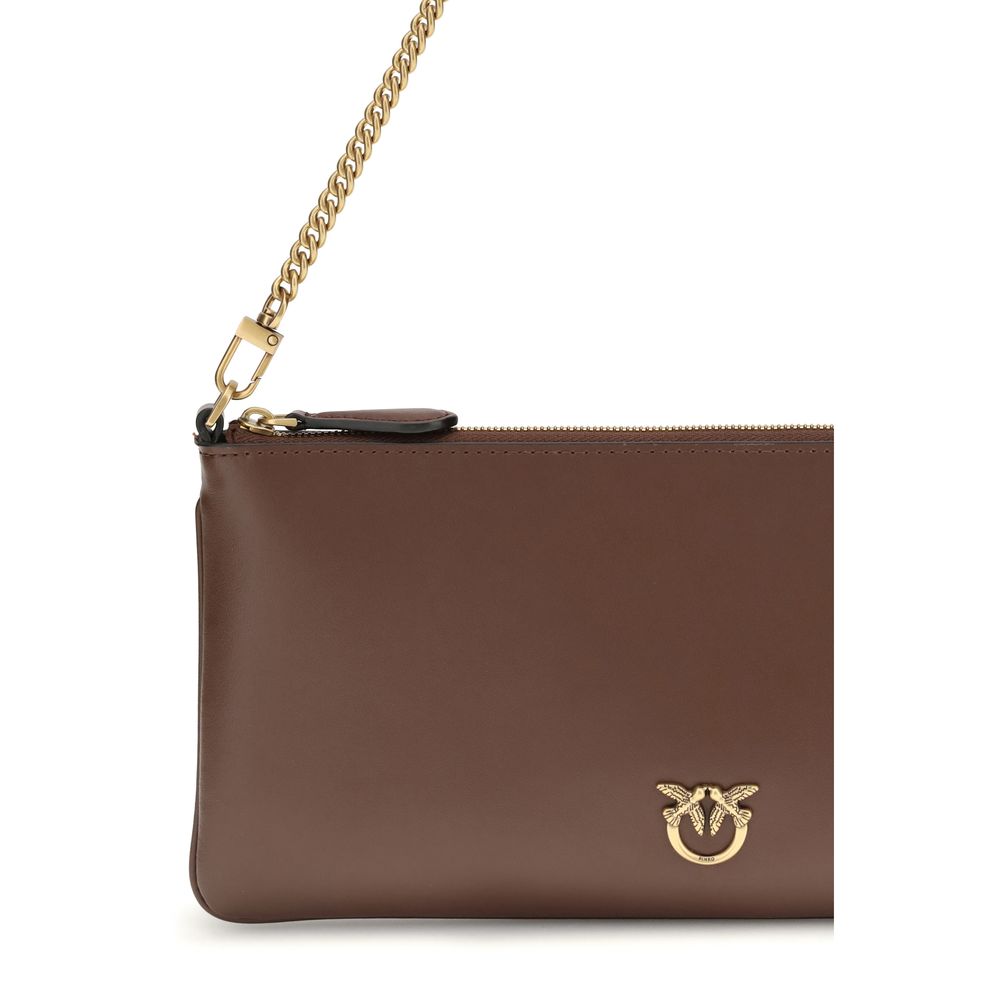PINKO Brown Calf Leather Bos Taurus Shoulder Bag - Luxe Nova