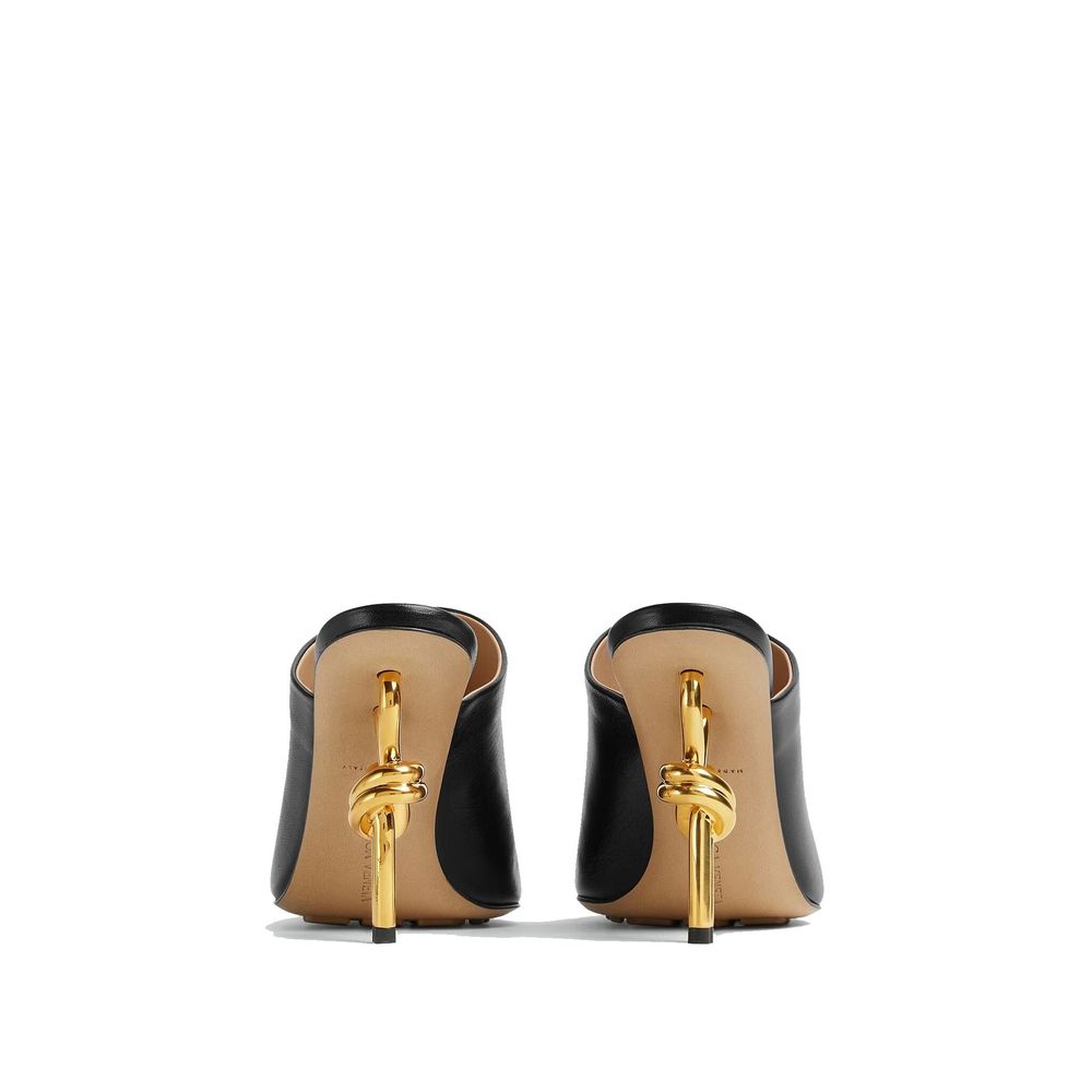 Bottega Veneta Black Lamb Leather Mules - Luxe Nova