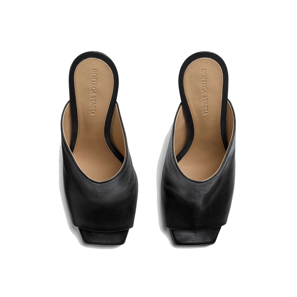 Bottega Veneta Black Lamb Leather Mules - Luxe Nova