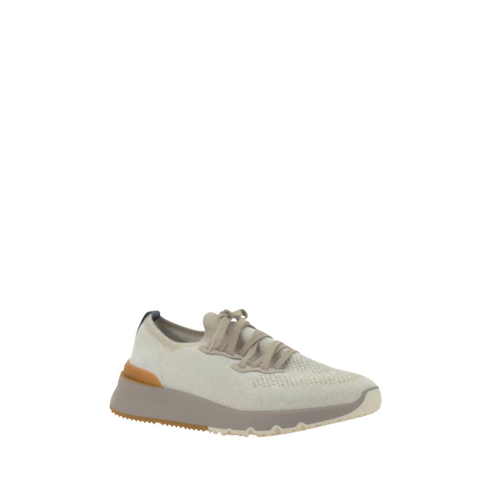 Brunello Cucinelli White Cotton Athletic Sneakers - Luxe Nova