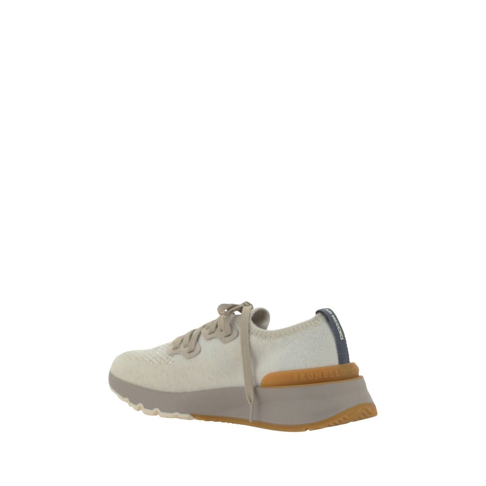 Brunello Cucinelli White Cotton Athletic Sneakers - Luxe Nova