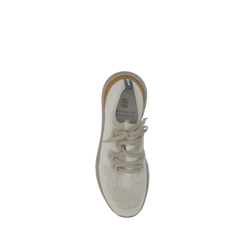 Brunello Cucinelli White Cotton Athletic Sneakers - Luxe Nova
