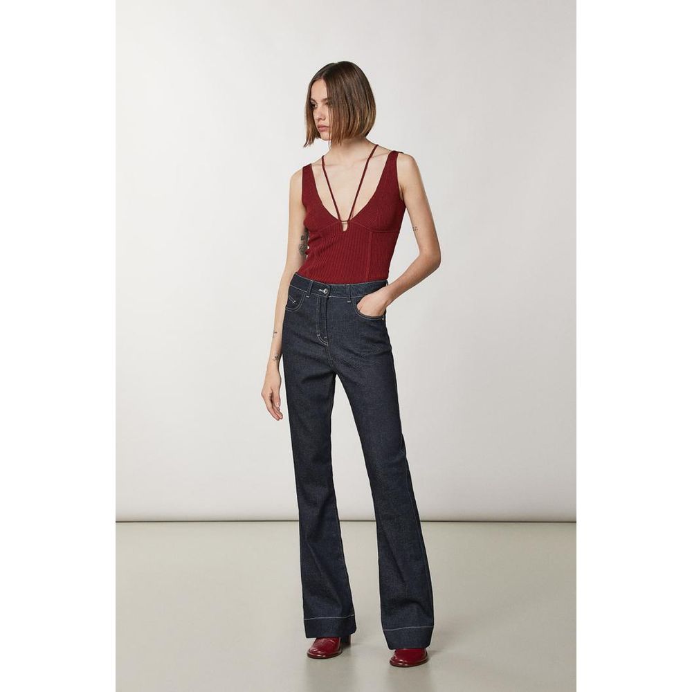 Patrizia Pepe Red Viscose Flared Pants