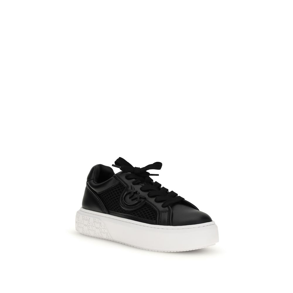 PINKO Black Calf Leather Bos Taurus Platform Sneakers