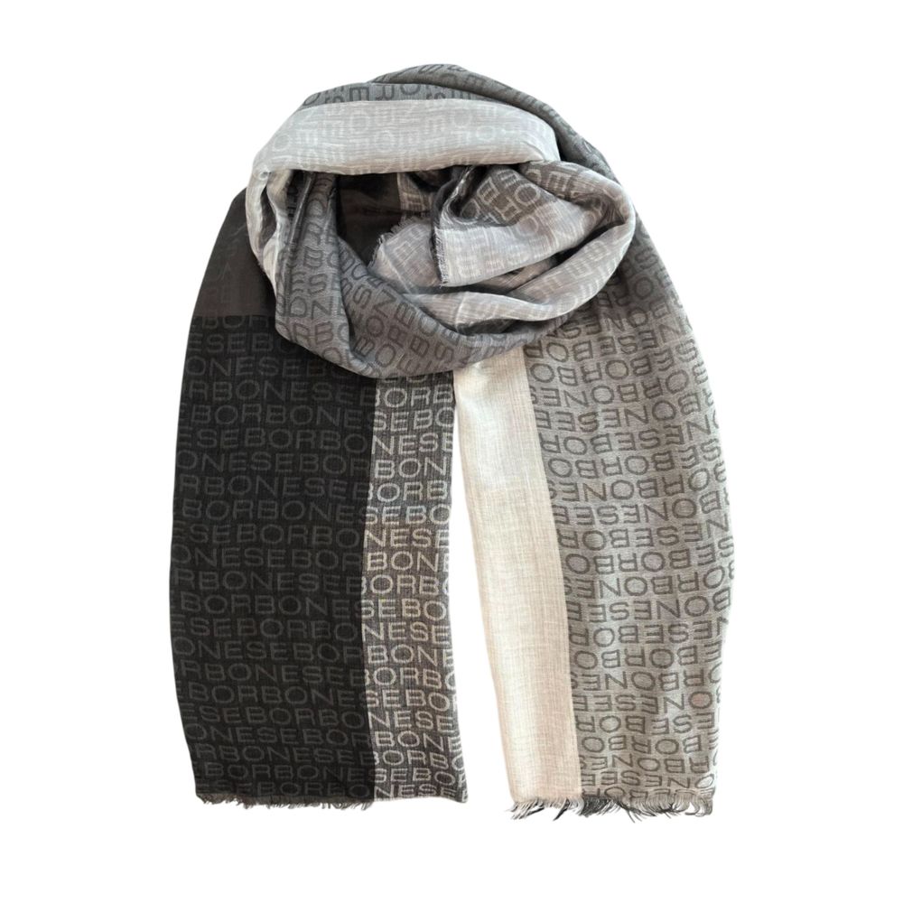 Borbonese Multicolor Modal Women Scarf with Micro Fringe from Italy