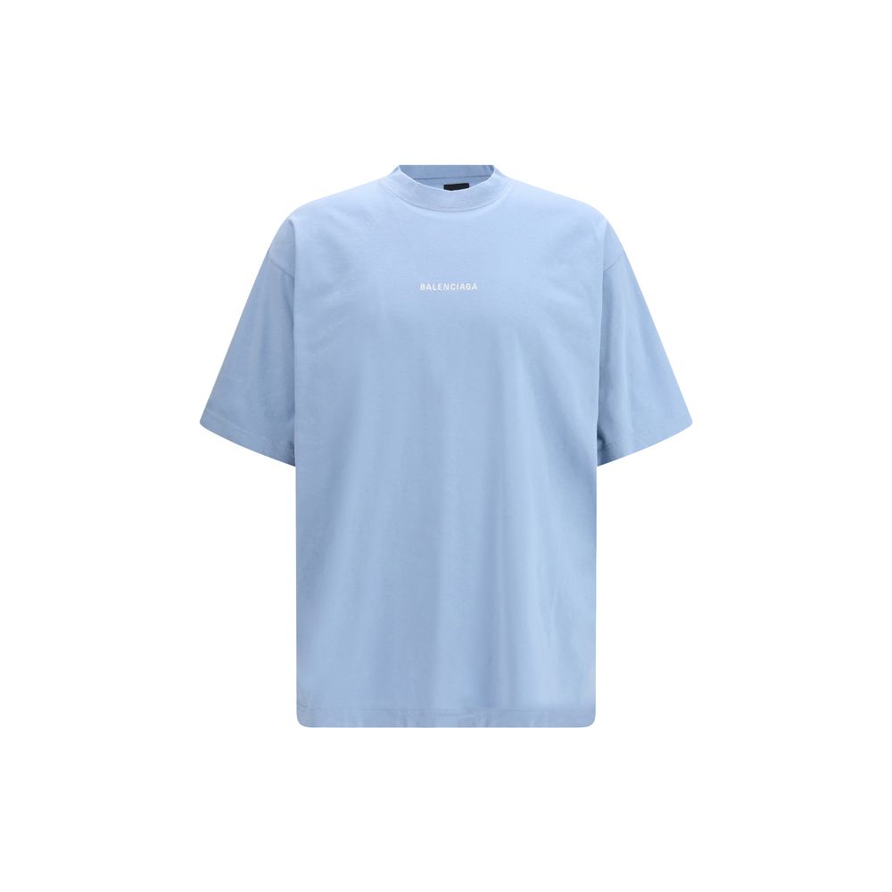Balenciaga Blue Cotton T-Shirt