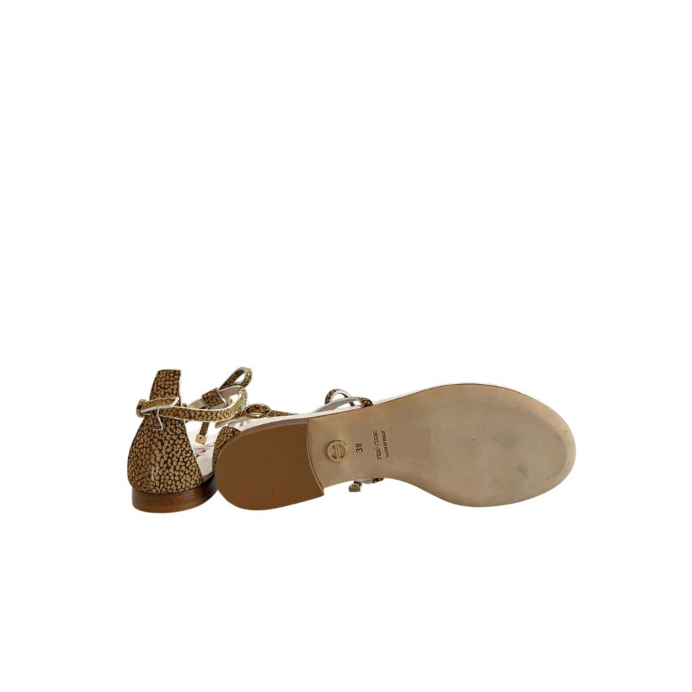 Borbonese Beige Genuine Leather Women Sandal