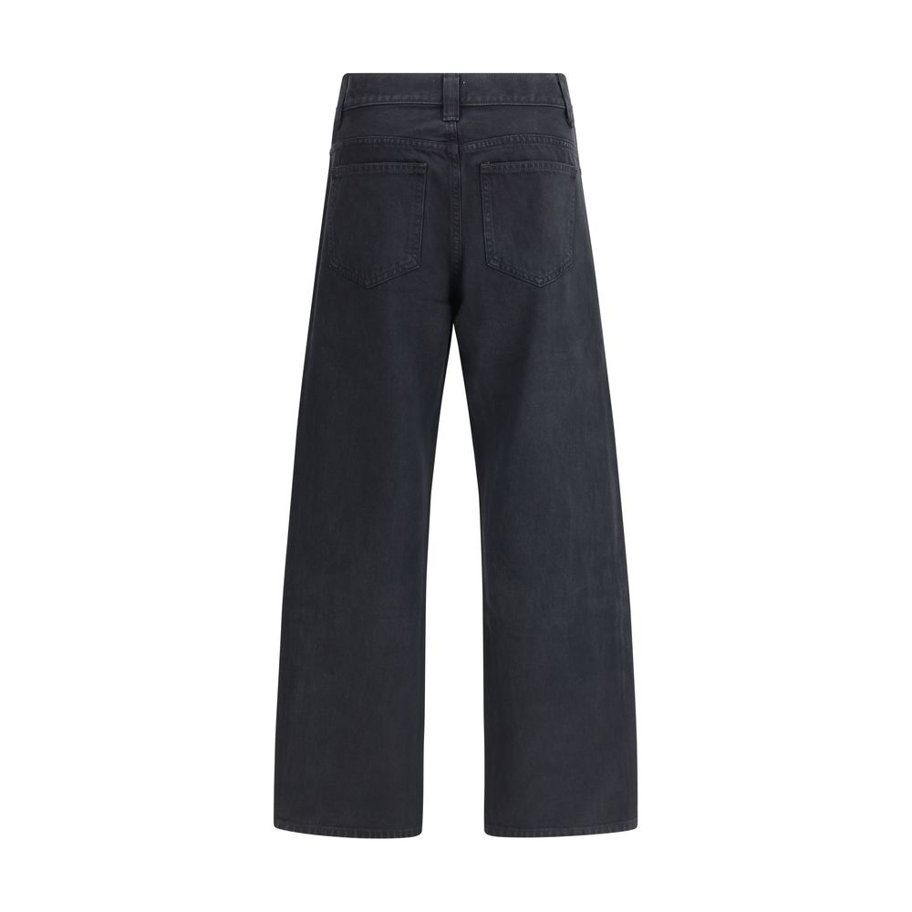 Khaite Black Cotton Straight-Leg Jeans - Luxe Nova