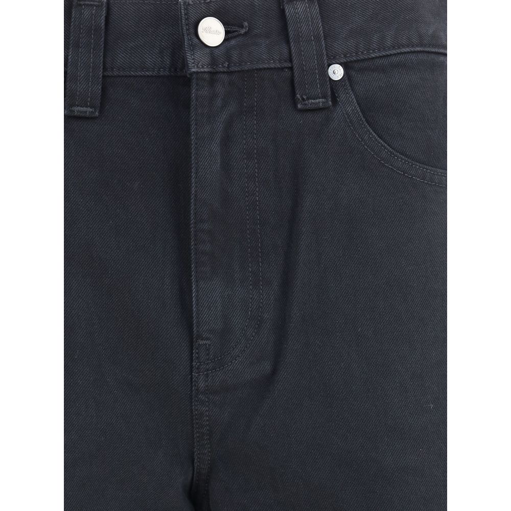 Khaite Black Cotton Straight-Leg Jeans - Luxe Nova