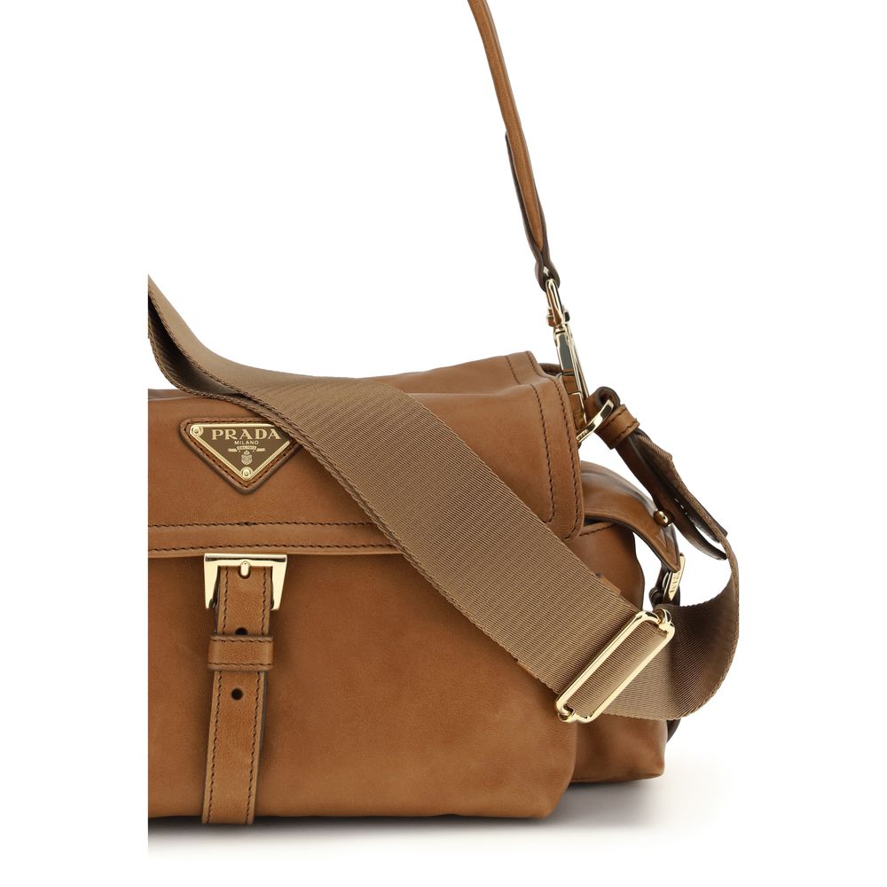 Prada Beige Calf Leather Bos Taurus Shoulder Bag