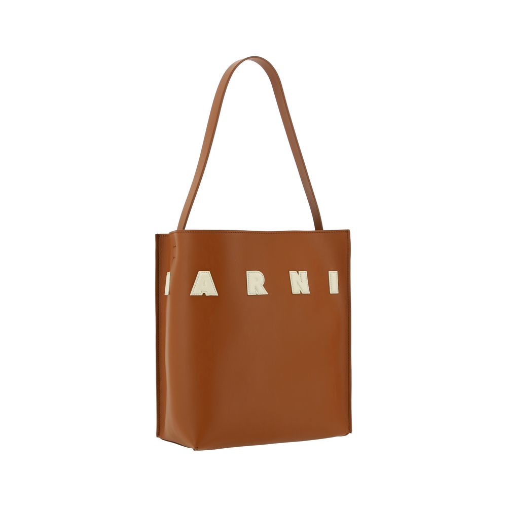 Marni Brown Calf Leather Bos Taurus Shoulder Bag
