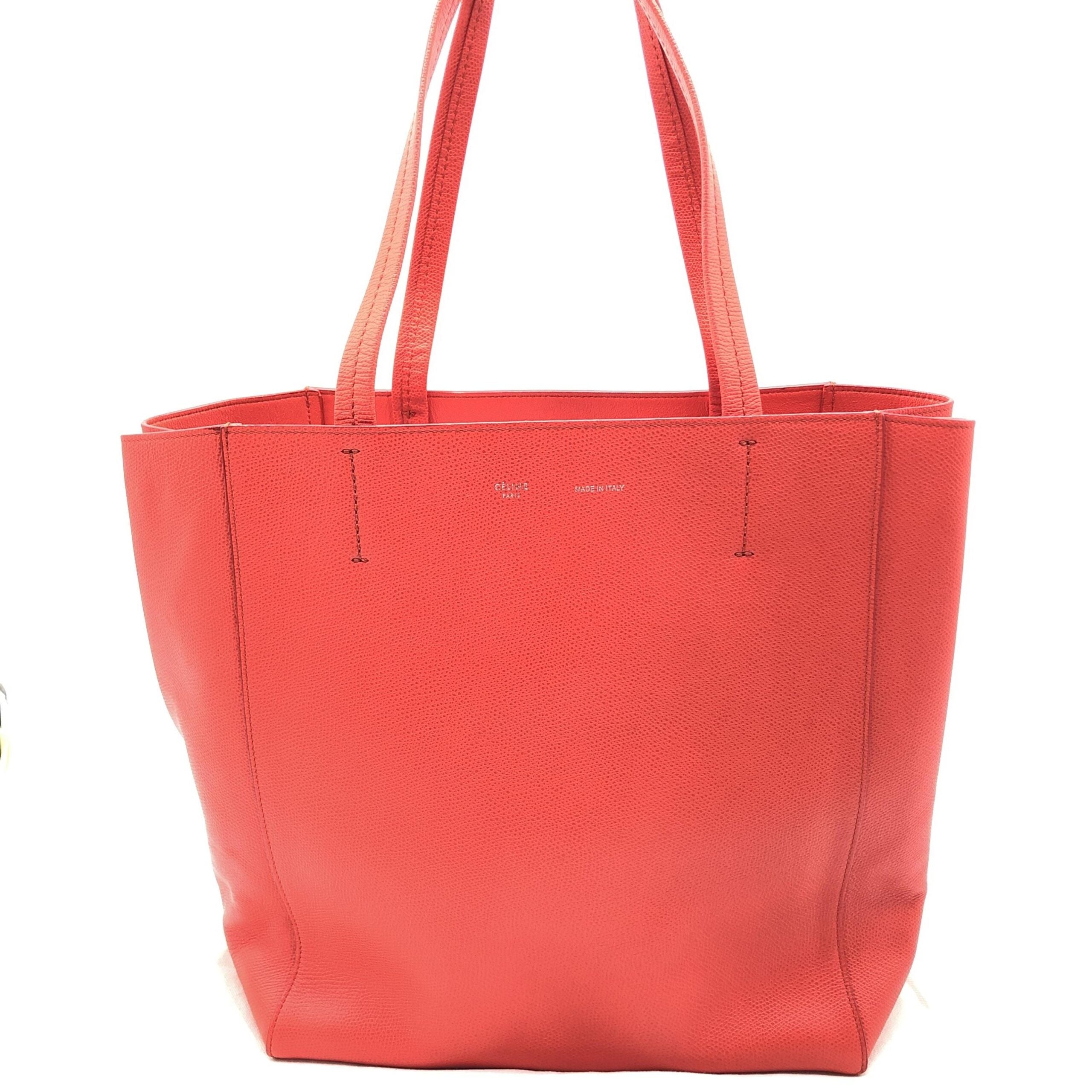 Celine Cabas Phantom Red Pebbled Leather Tote Bag