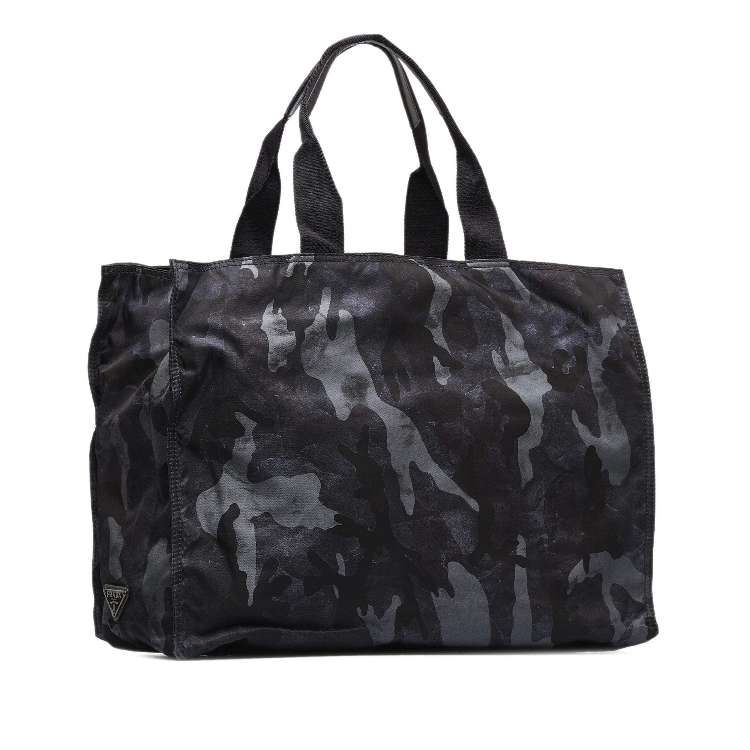 Prada Black Camouflage Tessuto Nylon Tote Bag