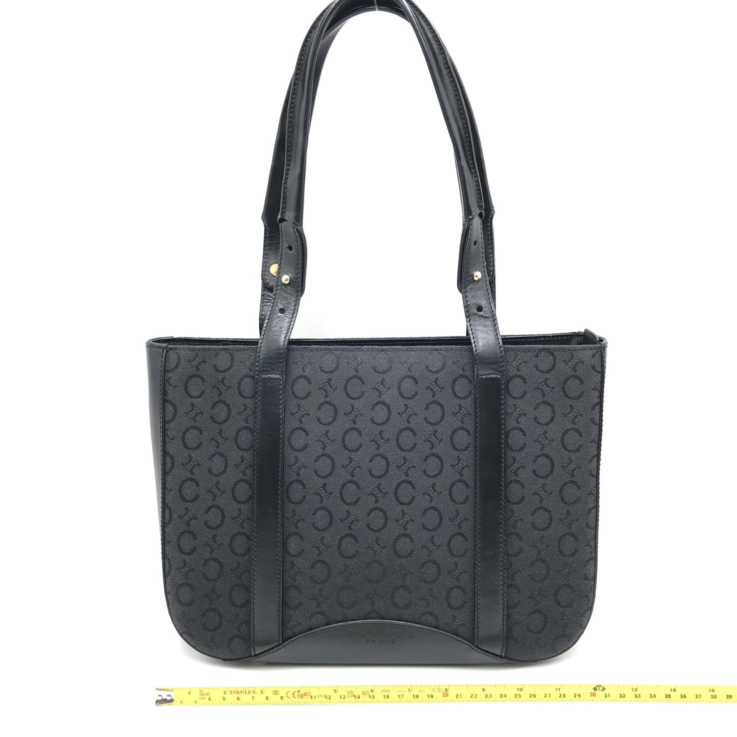 Celine Black C Macadam Canvas Tote Bag