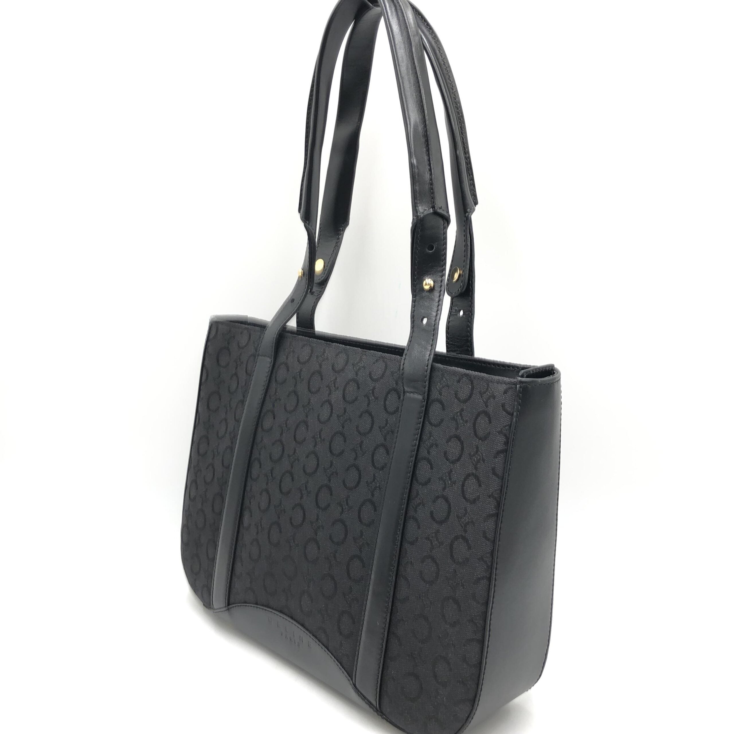 Celine Black C Macadam Canvas Tote Bag