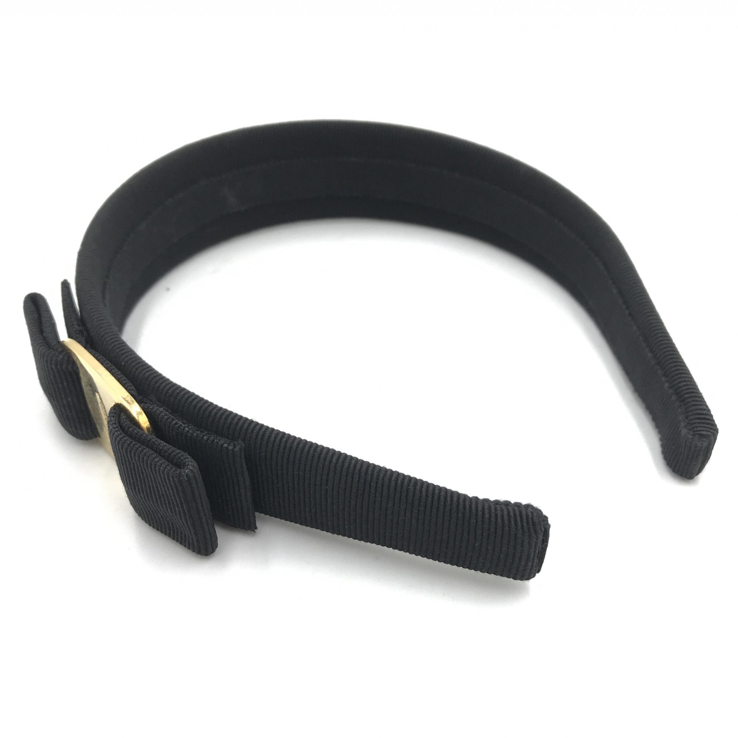 Salvatore Ferragamo Black Grosgrain Headband With Gold Hardware